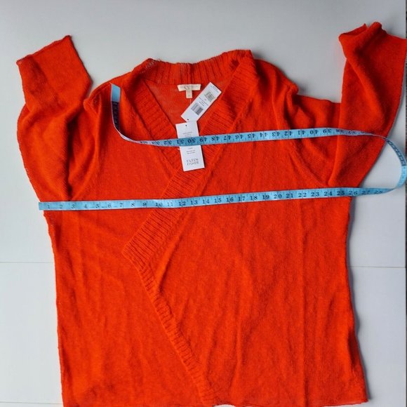 NWT EILEEN FISHER WOMAN 3X Melange Linen Grain Cascading Front Textured Cardigan - Picture 3 of 16